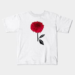 Red Dahlia Flower Kids T-Shirt